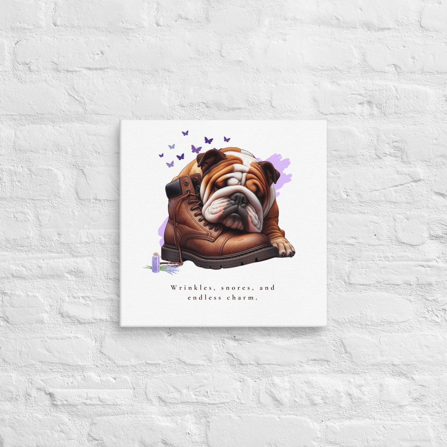 Lienzo de bulldog inglés con encanto infinito