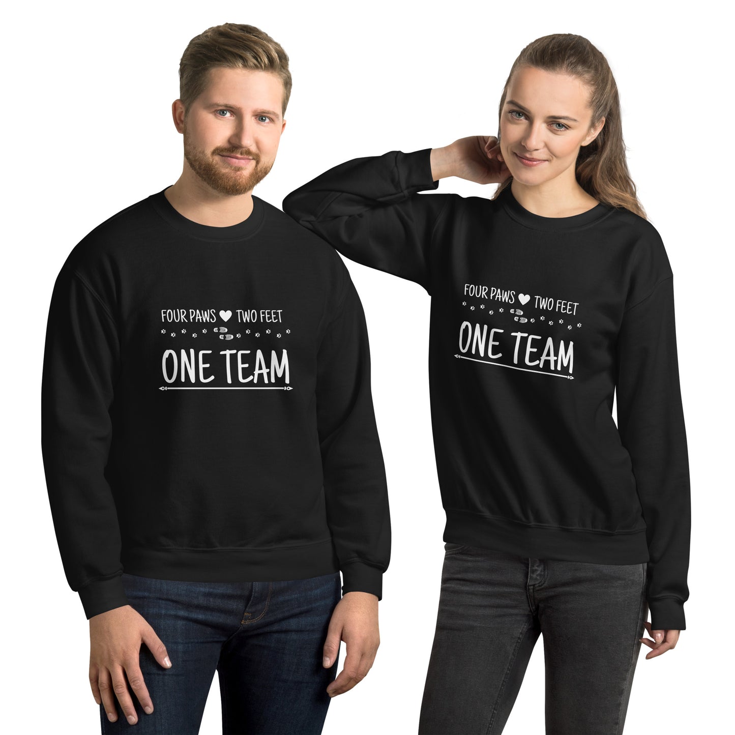 Unisex Four Paws, Two Feet, One Team Sweatshirt