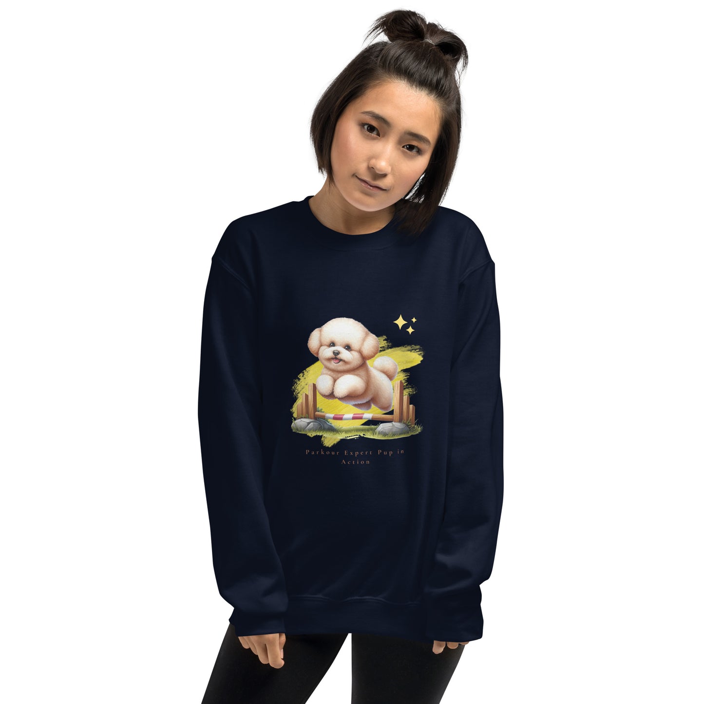 Parkour Expert Pup in Action Unisex Crew Neck Sweatshirt