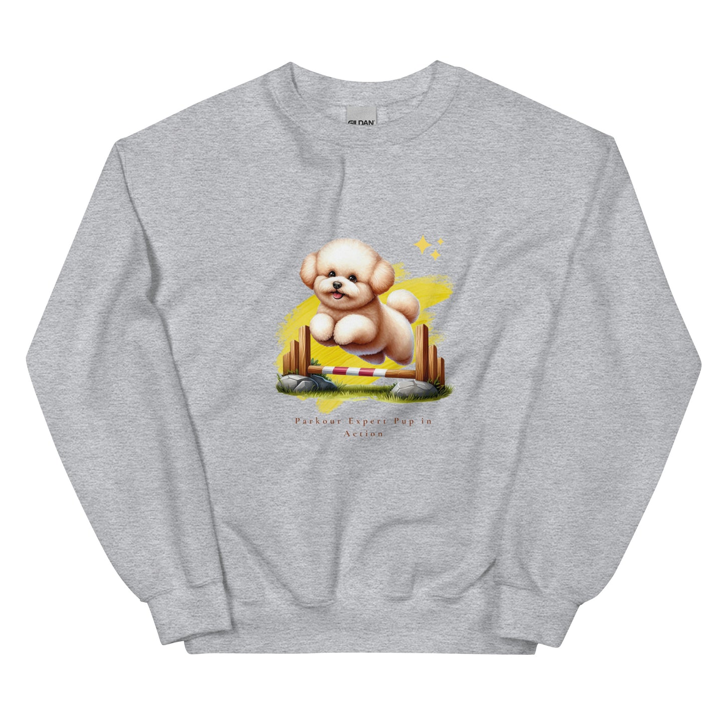 Parkour Expert Pup in Action Unisex Crew Neck Sweatshirt