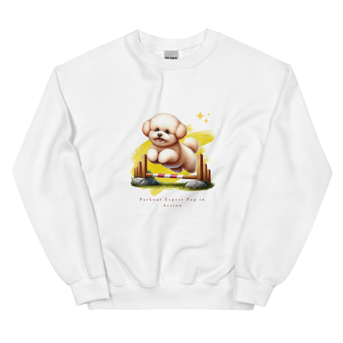 Parkour Expert Pup in Action Unisex Crew Neck Sweatshirt