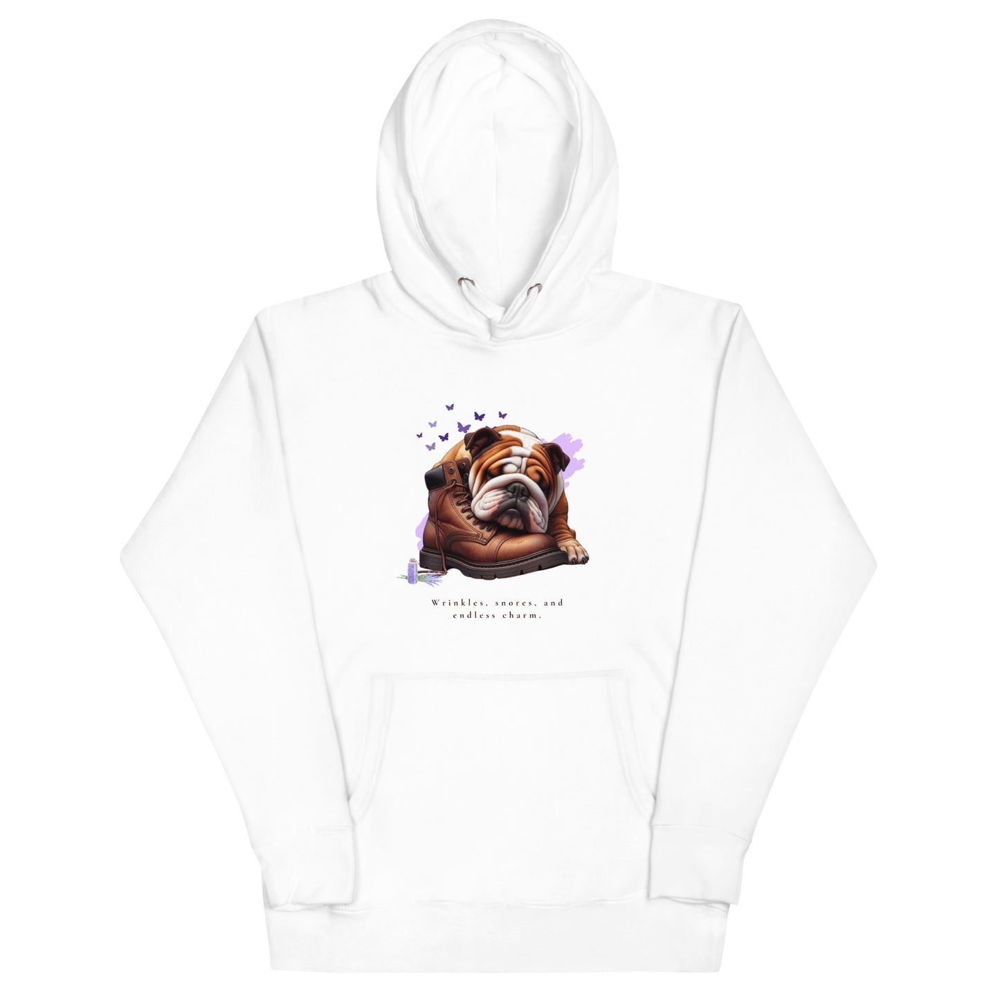 Sudadera unisex con capucha y motivo bulldog inglés con encanto infinito