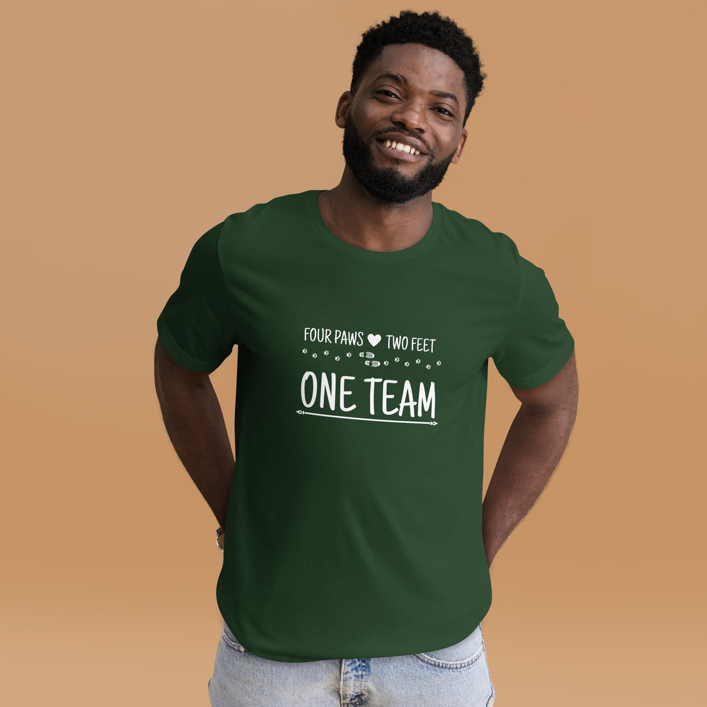 Unisex Four Paws, Two Feet, One Team t-shirt