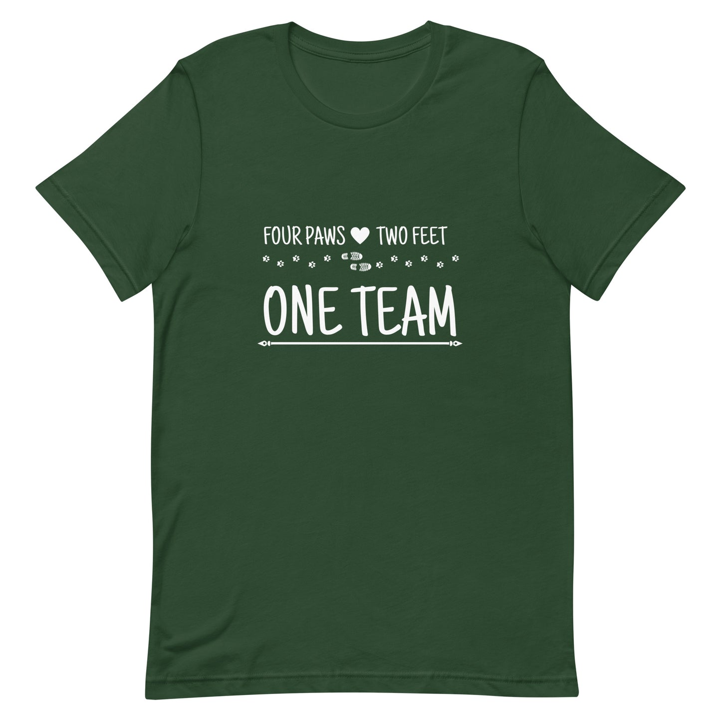 Unisex Four Paws, Two Feet, One Team t-shirt