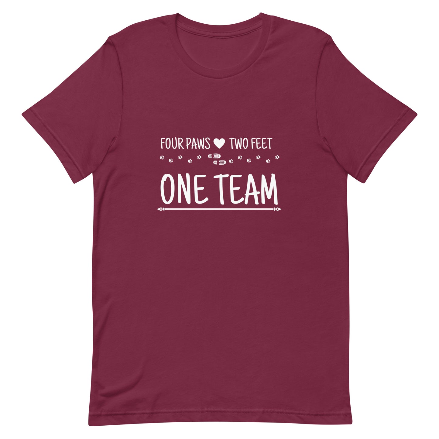 Unisex Four Paws, Two Feet, One Team t-shirt