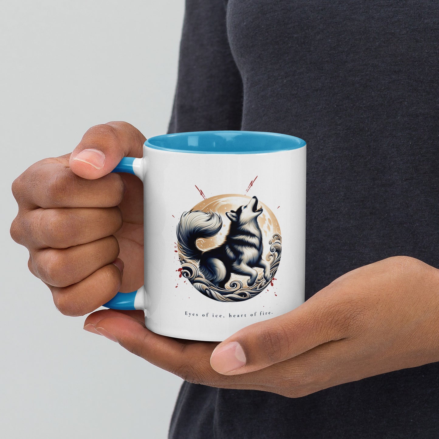 Husky Moon Mug with Color Inside