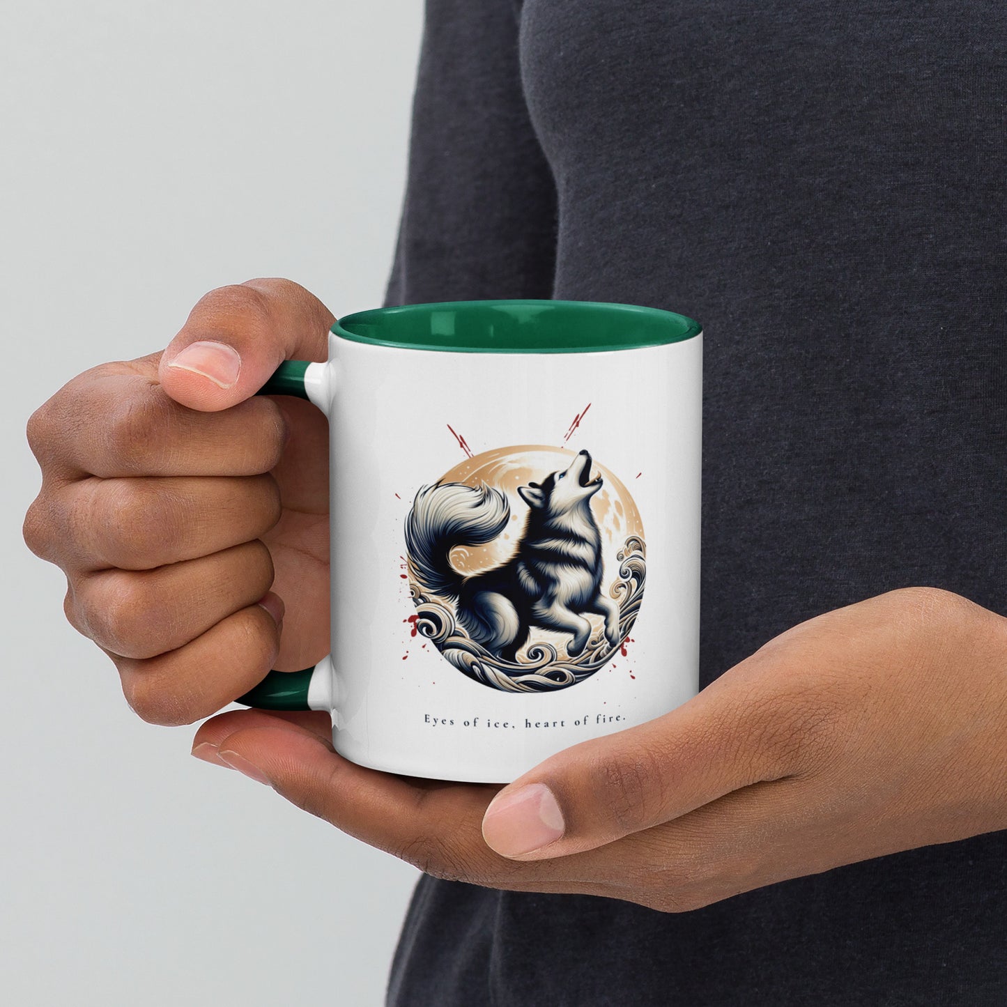 Husky Moon Mug with Color Inside