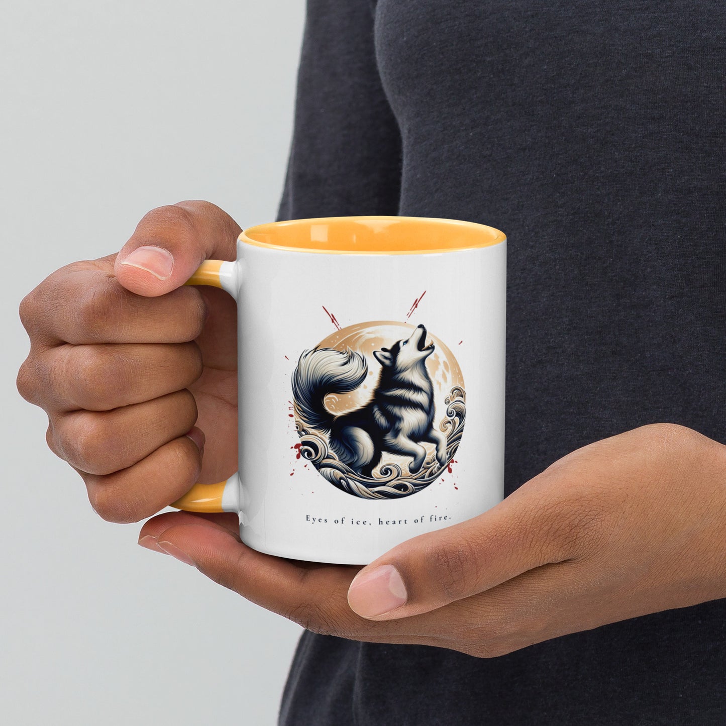 Husky Moon Mug with Color Inside