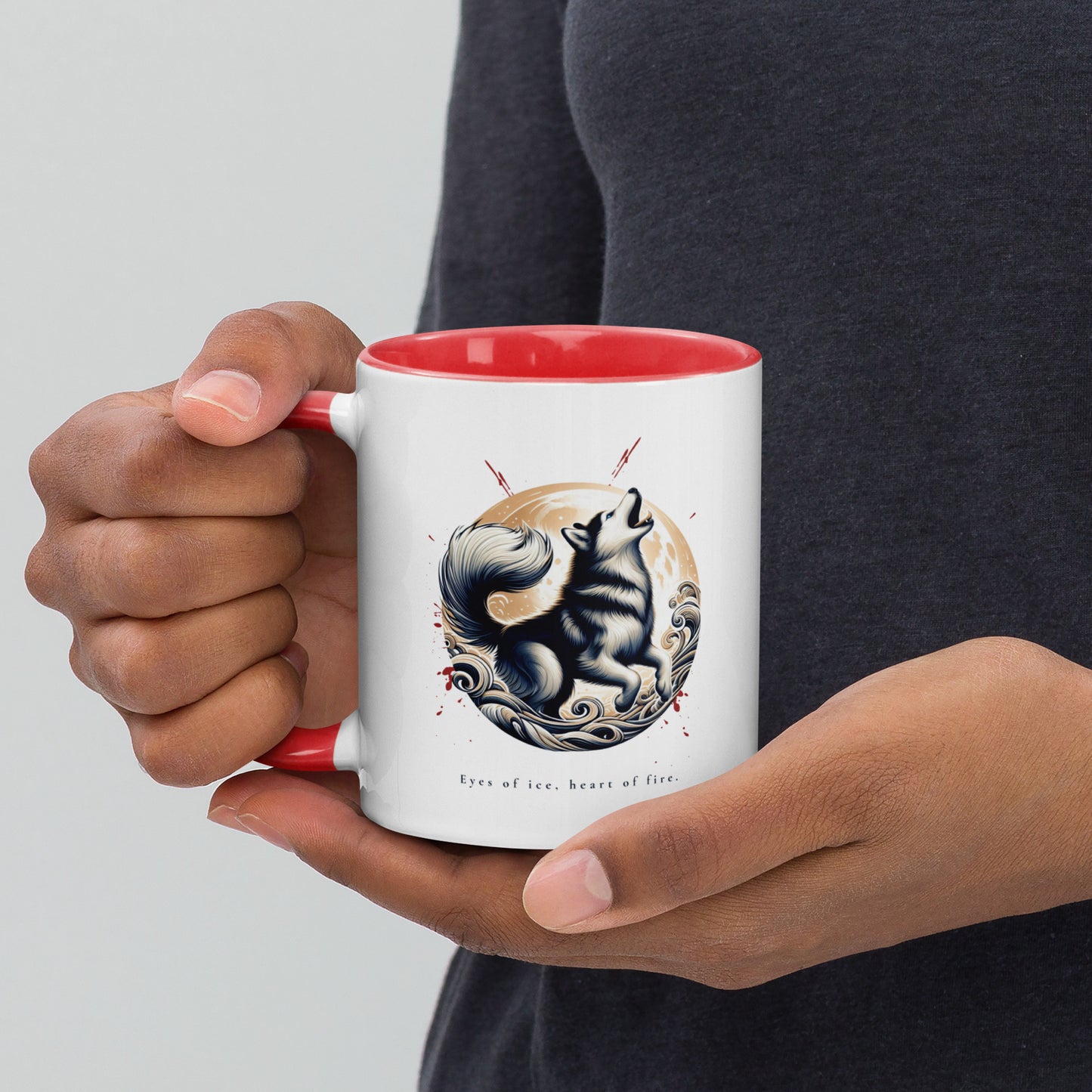 Husky Moon Mug with Color Inside