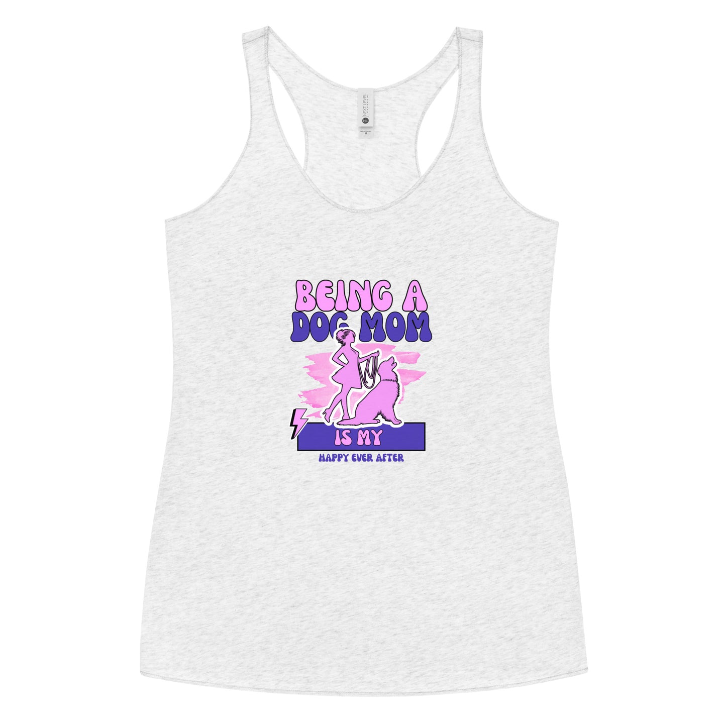 Camiseta sin mangas con espalda cruzada para mujer Dog Mom Happy Ever After