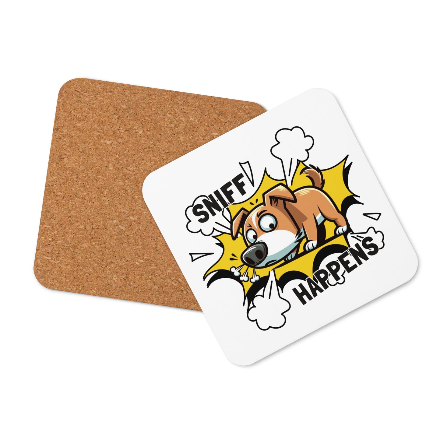 Sniff Happens Cork-Back Coaster