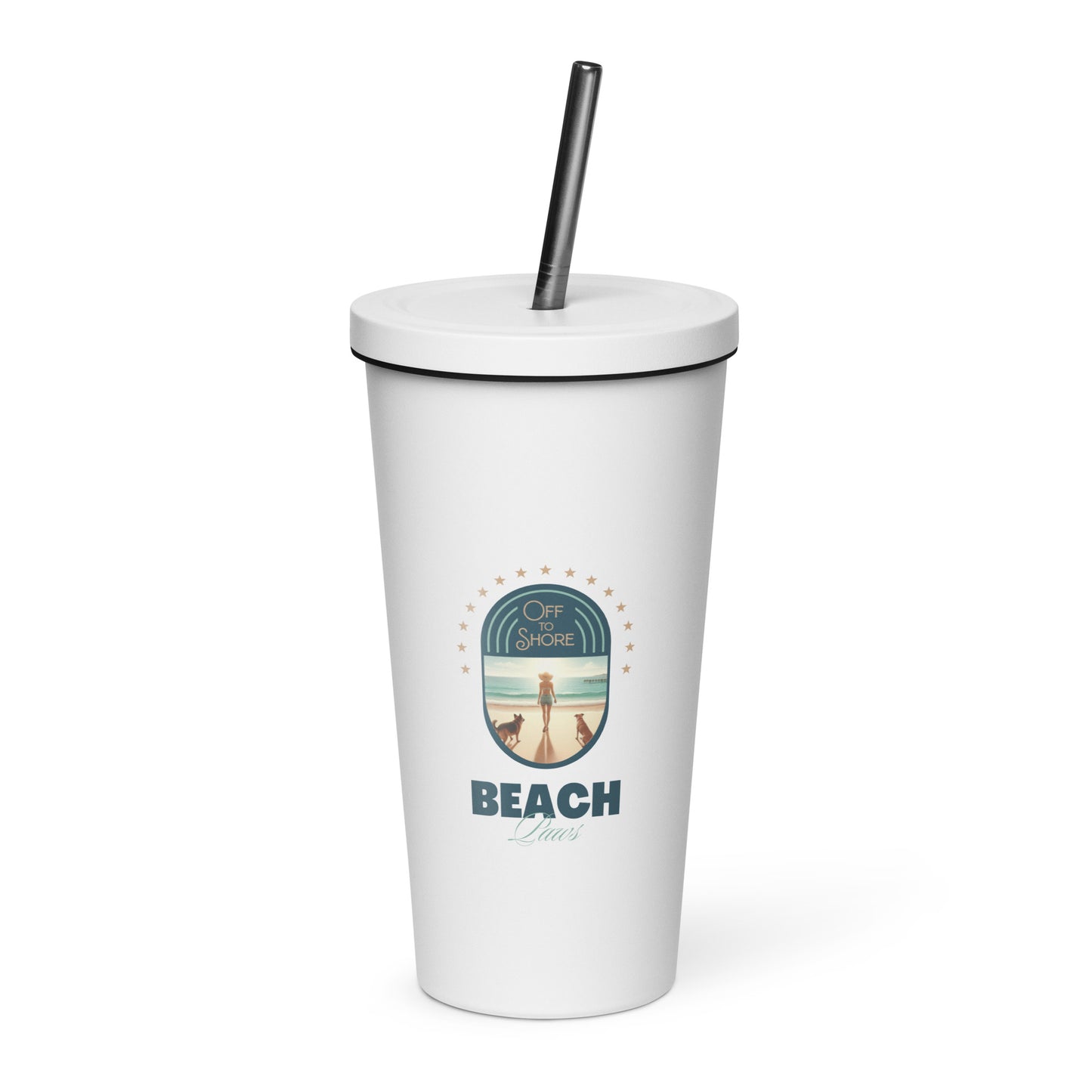 Beach Paws Insulated Tumbler with Straw