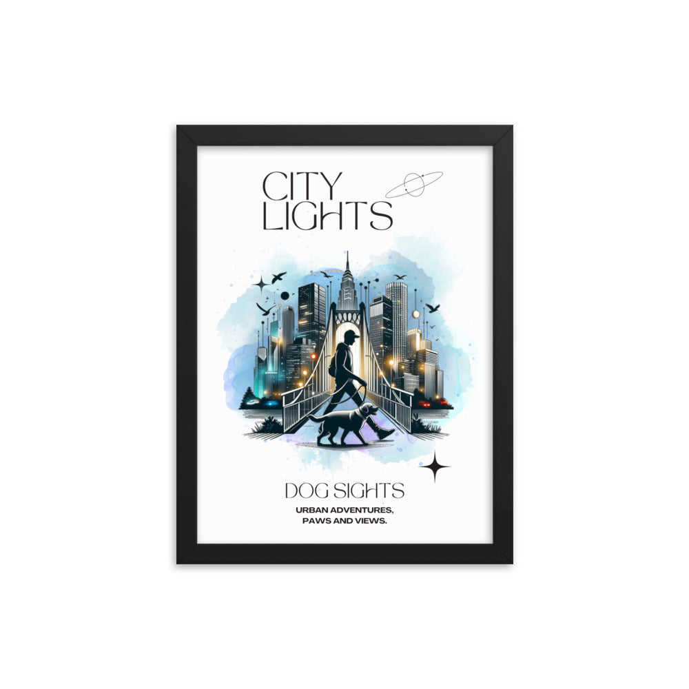 City Light Dog Sight Man Poster