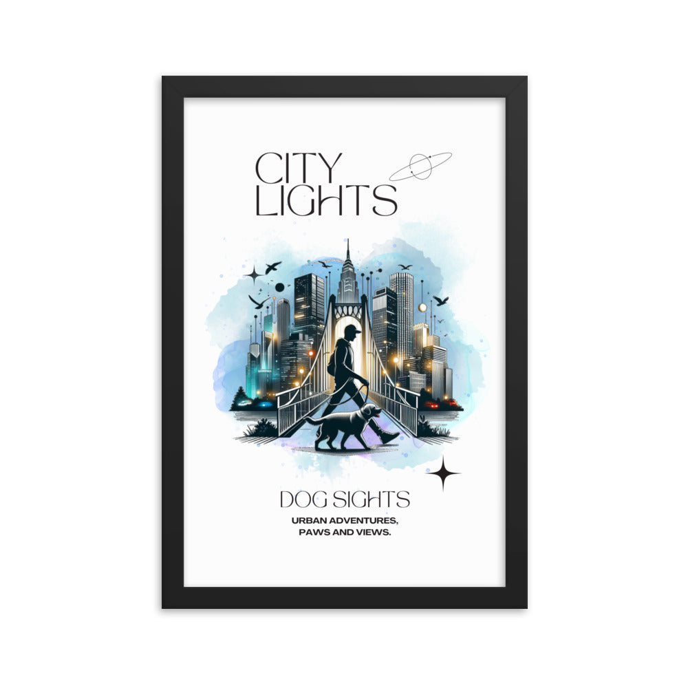 City Light Dog Sight Man Poster