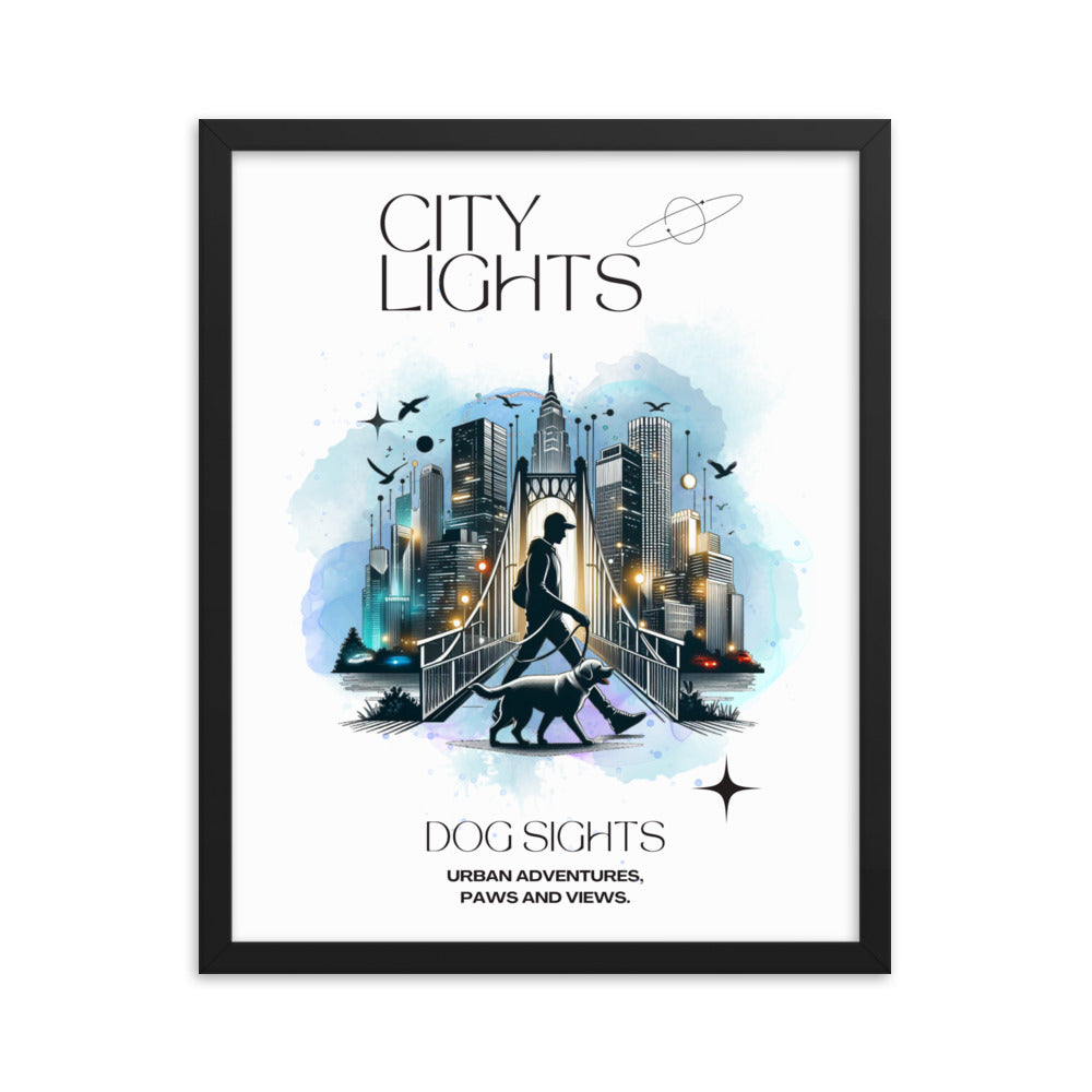 City Light Dog Sight Man Poster