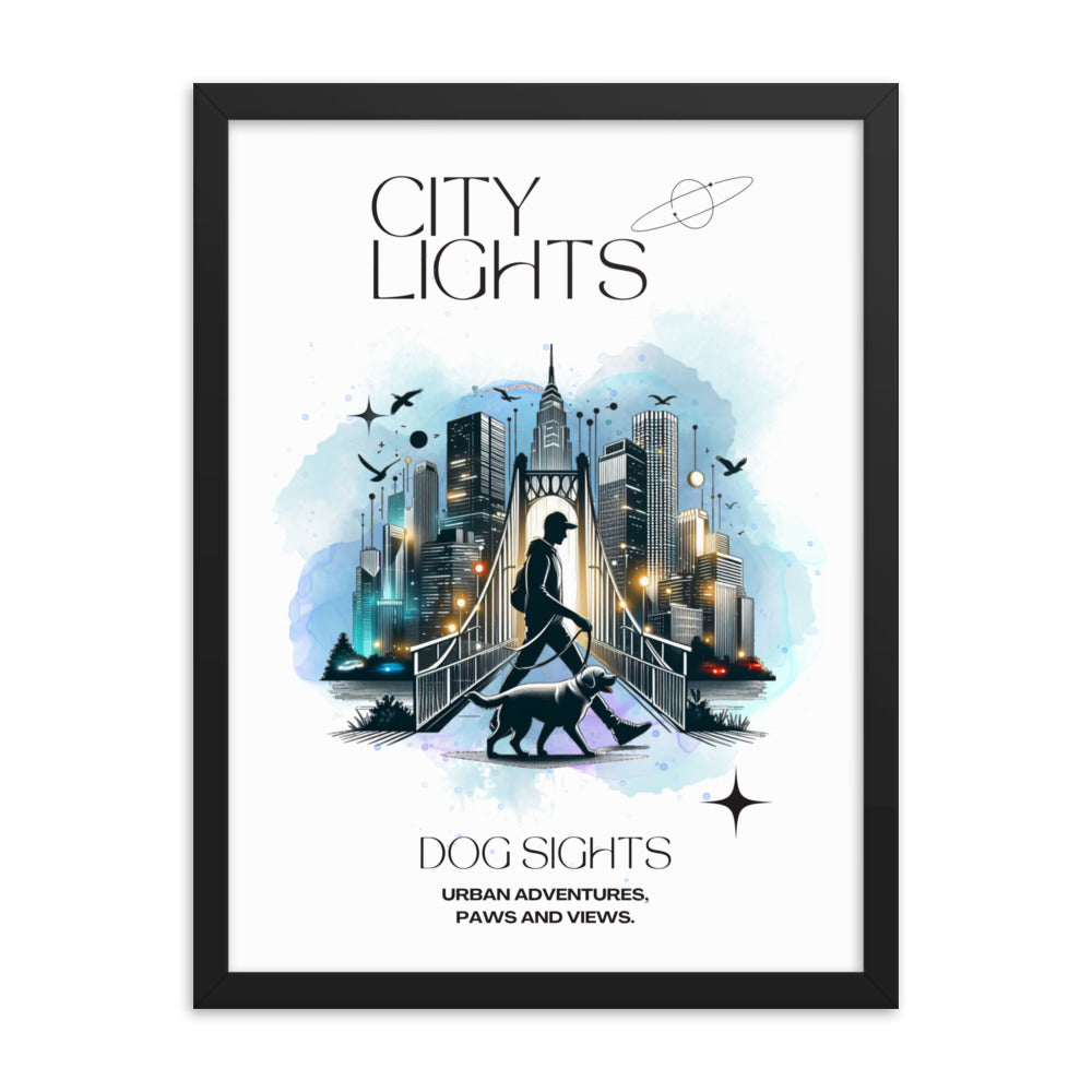 City Light Dog Sight Man Poster