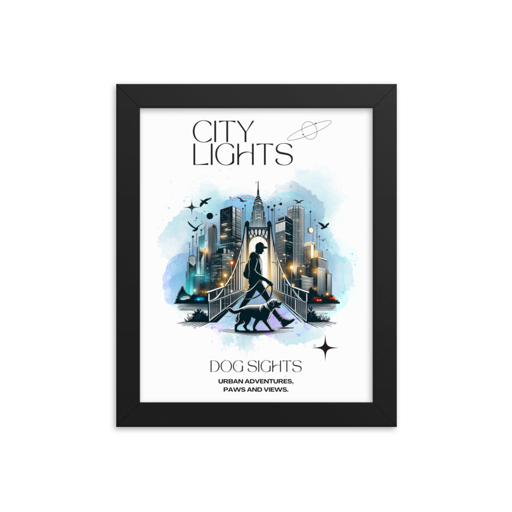 City Light Dog Sight Man Poster