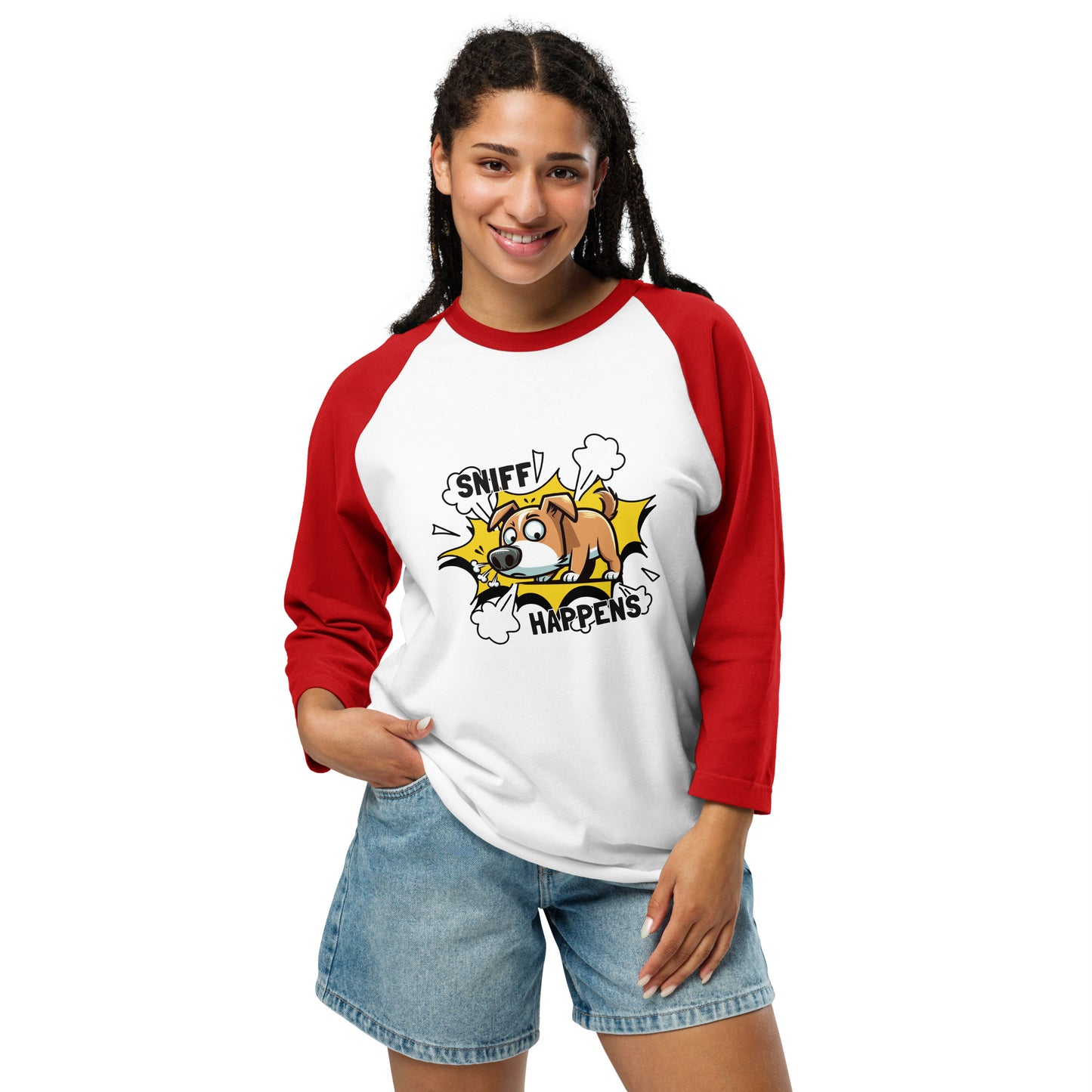 Sniff Happens 3/4 Sleeve Raglan Shirt