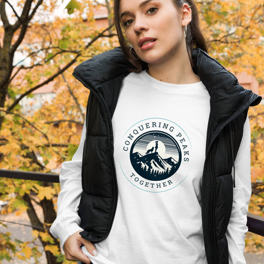 Conquering Peaks Together Unisex Long Sleeve Tee