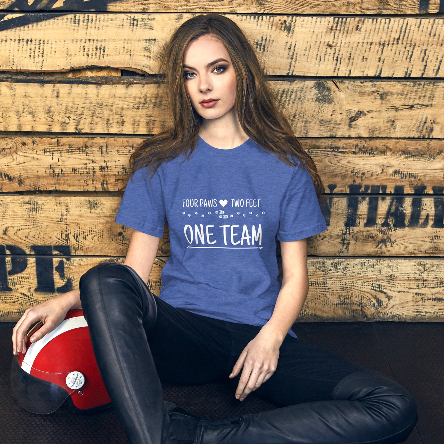 Four Paws, Two Feet, One Team Unisex t-shirt