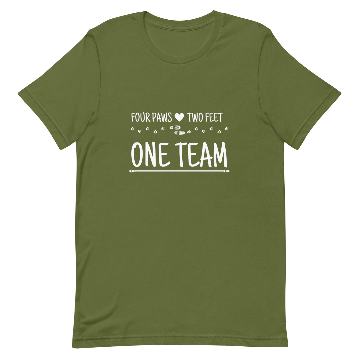 Four Paws, Two Feet, One Team Unisex t-shirt