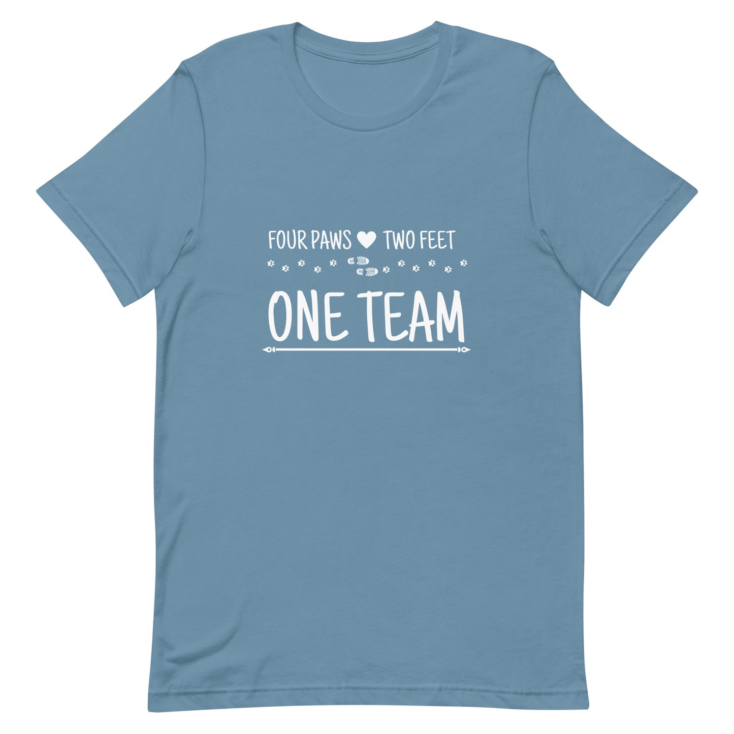 Four Paws, Two Feet, One Team Unisex t-shirt