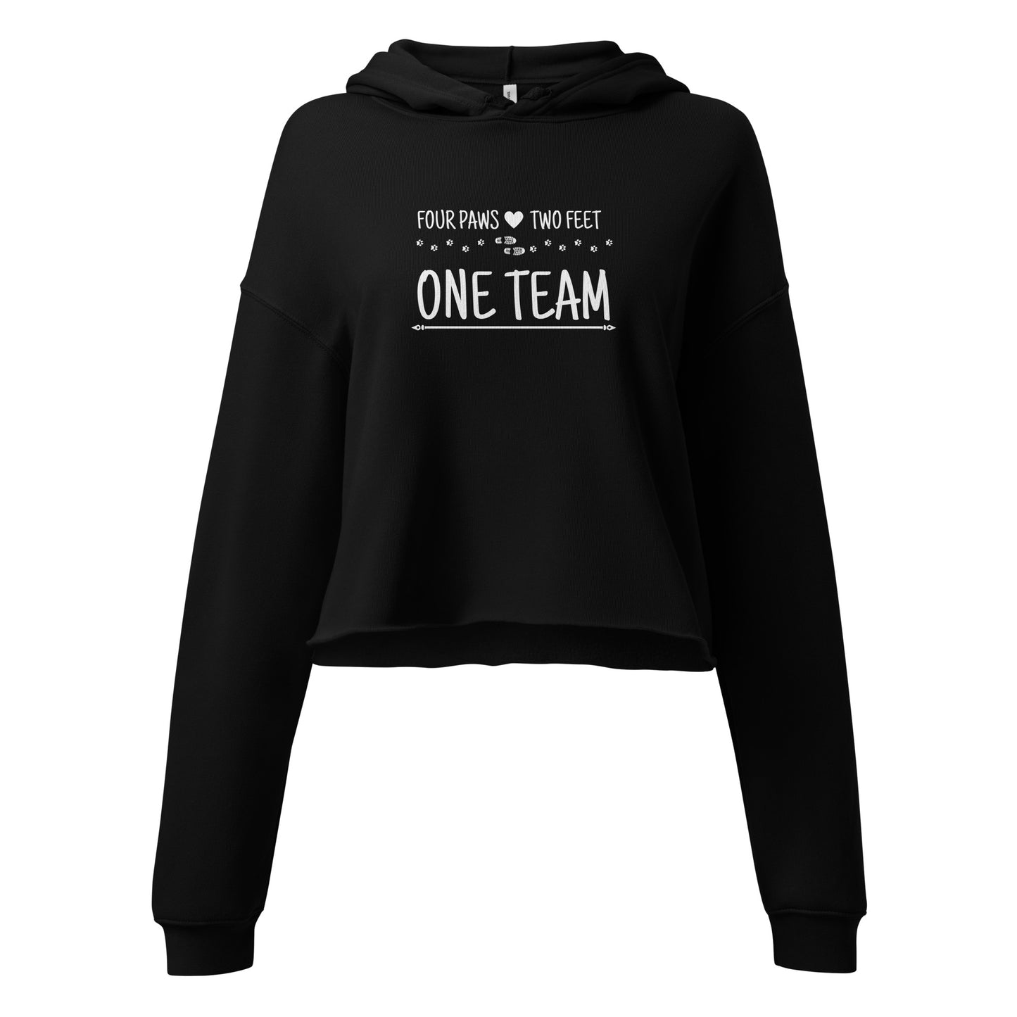 Four Paws, Two Feet, One Team Crop Hoodie