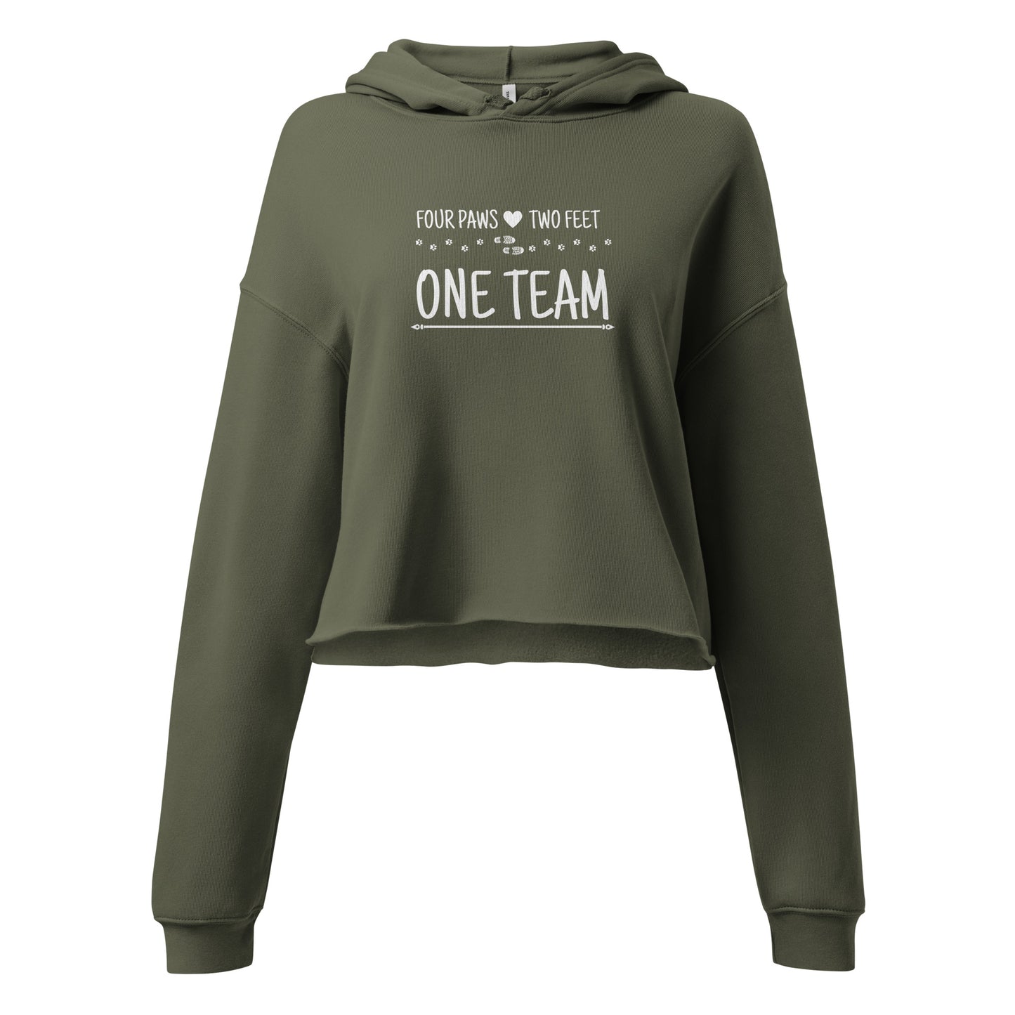 Four Paws, Two Feet, One Team Crop Hoodie