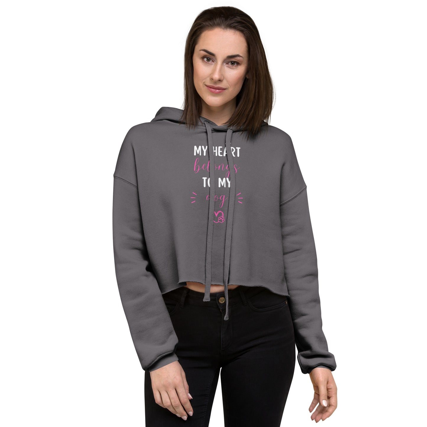 My Heart Belongs to My Dog Crop Hoodie