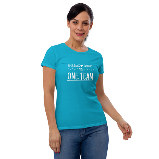 Four Paws, Two Feet, One Team Women's short sleeve t-shirt