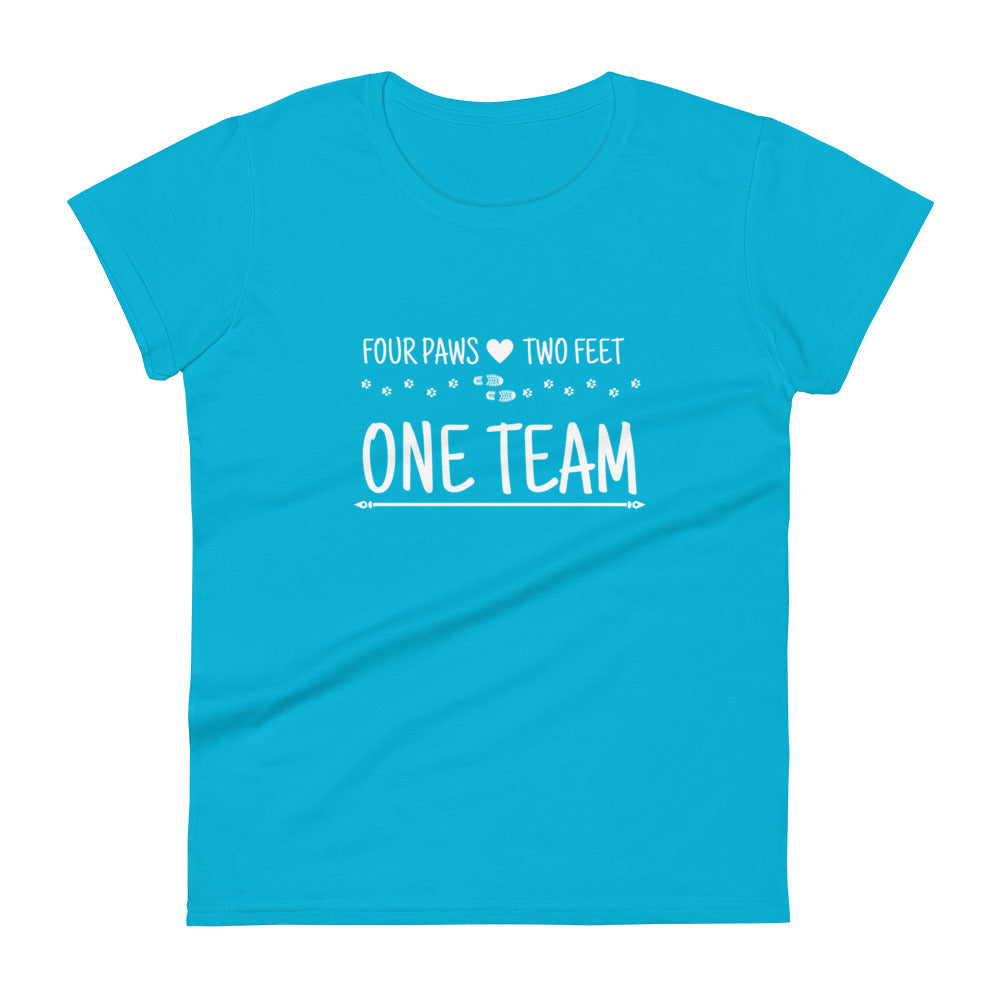 Four Paws, Two Feet, One Team Women's short sleeve t-shirt