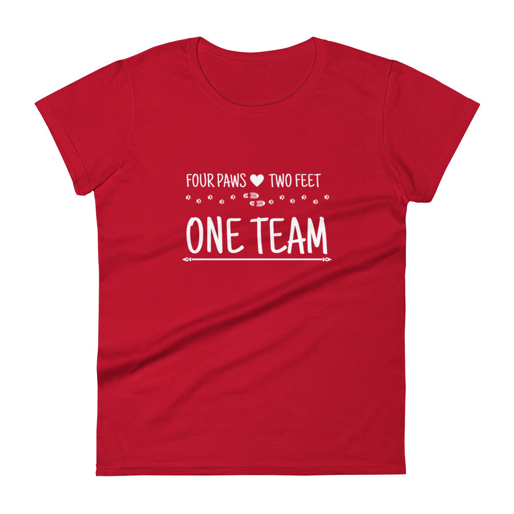 Four Paws, Two Feet, One Team Women's short sleeve t-shirt